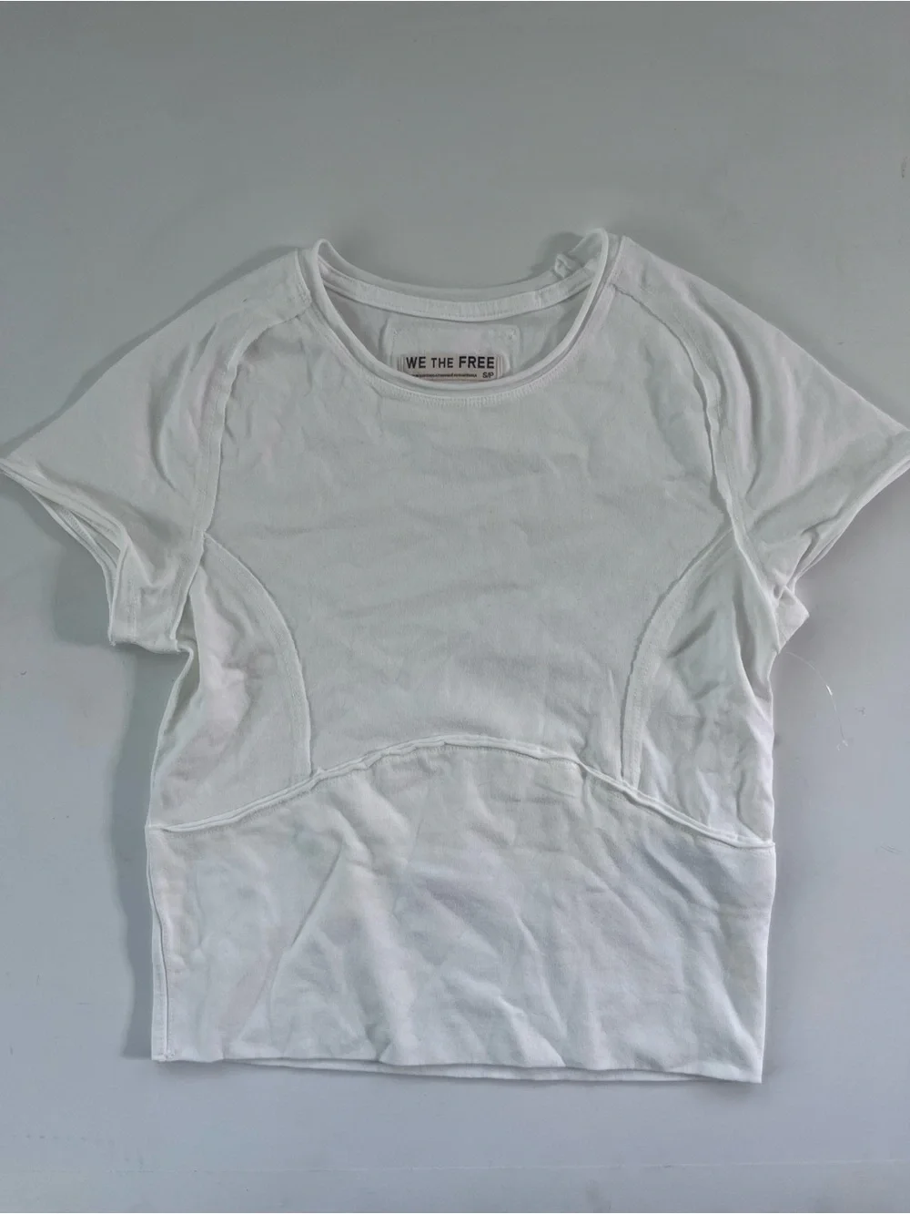 Free People White Short Sleeve Cropped Tee